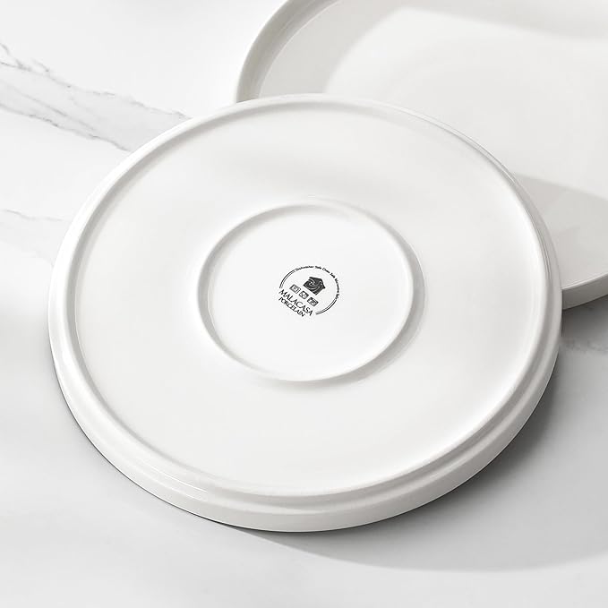 MALACASA 18 Pieces Porcelain Dinnerware Set Modern White Dish Set for 6 Premium Serving Plates and Bowls Sets Chip and Scratch Resistant Dishware Sets Kitchen Dishes Dining Ware Set Series LEAH