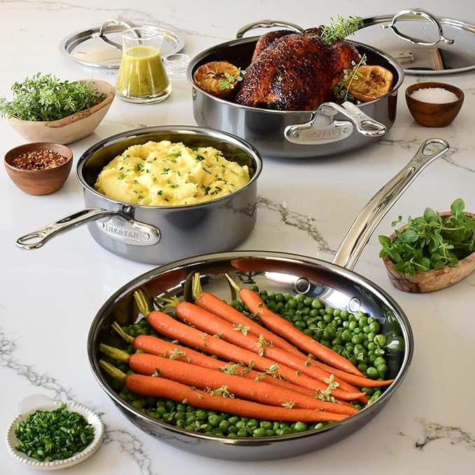 Hestan - NanoBond Collection - Titanium Stainless Steel 5-Piece Essential Cookware Set - Toxin PFAS &amp Chemical Free Clean Cookware Induction Cooktop Compatible