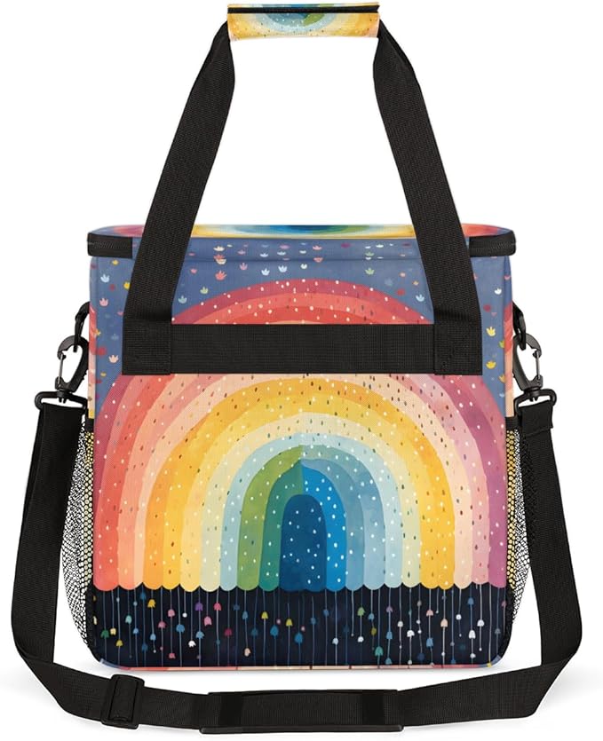 Rainbow Coffee Maker Carrying Bag Star Glitter Portable Travel Storage Tote Bag Compatible with K-Mini or K-Mini Plus Single Serve Coffee Brewer Carrying Case with Multiple Pockets &amp Shoulder St