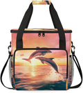 Sunset Dolphin Coffee Maker Carrying Bag Portable Travel Storage Tote Bag Compatible with K-Mini or K-Mini Plus Single Serve Coffee Brewer Carrying Case with Multiple Pockets &amp Shoulder Strap