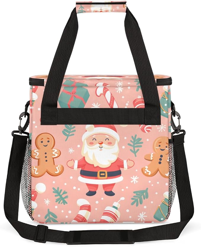 Fantastic Santa Claus Coffee Maker Carrying Bag Retro Santa Claus Travel Storage Bag Compatible with K-Mini or K-Mini Plus Single Serve Coffee Brewer Carrying Case with Pockets &amp Shoulder Strap