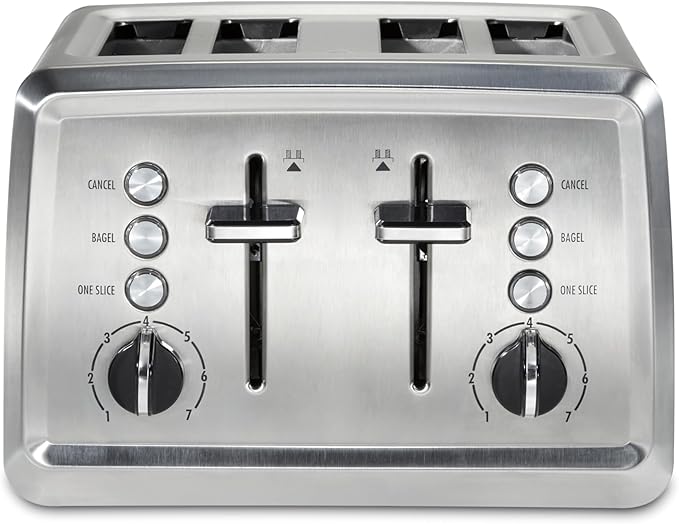 Hamilton Beach 4 Slice Toaster with Extra-Wide Slots Bagel Setting Toast Boost Slide-Out Crumb Tray Auto-Shutoff &amp Cancel Button Stainless Steel (24798)