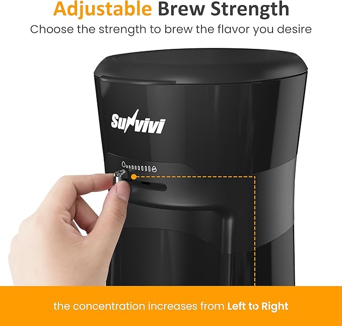 SUNVIVI 20 Oz Iced Tea Maker for Ground Coffee Cold Brew Coffee Maker with Reusable Coffee Filter and Insulated Pitcher Single Serve Machine for Home Strength Control for Flavor Black