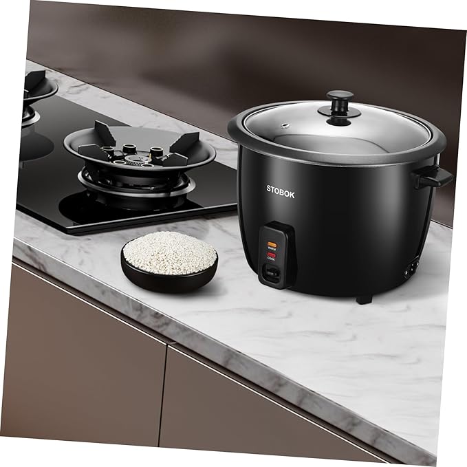NUOBESTY Electric Rice Cooker Portable Cooking Pot with Clear Lid Multi-functional Stew and Soup Maker for Household and Camping Efficient Kitchen Appliance with US Plug