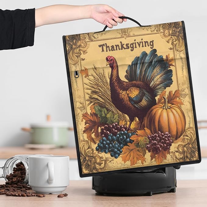 cfpolar Kitchen Aid Mixer Cover Compatible with 6-8 Quarts Thanksgiving Turkey Pumpkin Stand Mixer Cover Kitchen Aid Mixers Accessories Appliance Organizer Bag Dust Covers with Zipper Pocket