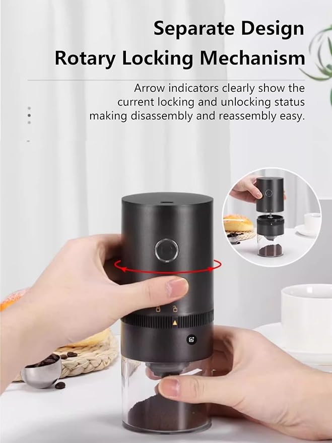 Espresso Machine Coffee Bar Coffee Machine with USB-C Fast Charge Battery Coarseness Adjustment for Outdoor Camping Hiking RV Car travel(黒)