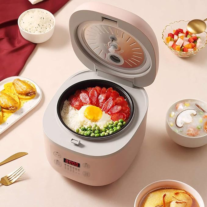 Mini Rice Cooker Household Multifunctional Intelligent Appointment Timing Rice Cooker Non-Stick Inner Pot for 1-4 People 2 Liters 500W