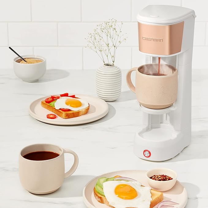 Chefman InstaCoffee Max The Easiest Way to Brew the Boldest Single-Serve Coffee Use Fresh And Flavorful Grounds or K-Cups With A Convenient Built-In Lift Ivory