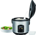 Salton 8 Cup Jar Style Automatic Rice Cooker with Food Steaming Basket Measuring Cup &amp Spatula Removable Non-Stick Cooking Bowl (RC2027)