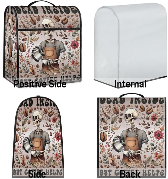 cfpolar Kitchen Aid Mixer Cover Compatible with 6-8 Quarts Halloween Skull Coffee Stand Mixer Cover Kitchen Aid Mixers Accessories Appliance Organizer Bag Dust Covers with Zipper Pocket