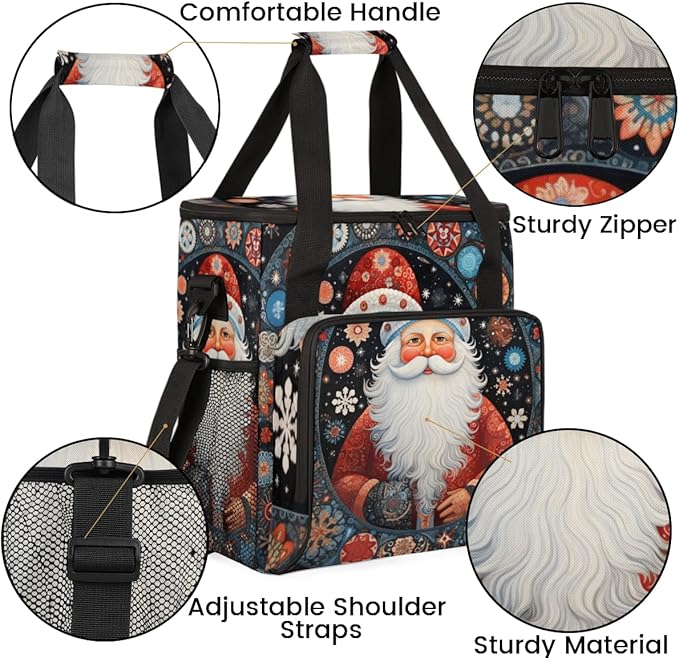 Xmas Santa Claus Coffee Maker Carrying Bag Fantastic Santa Claus Travel Storage Bag Compatible with K-Mini or K-Mini Plus Single Serve Coffee Brewer Carrying Case with Pockets &amp Shoulder Strap