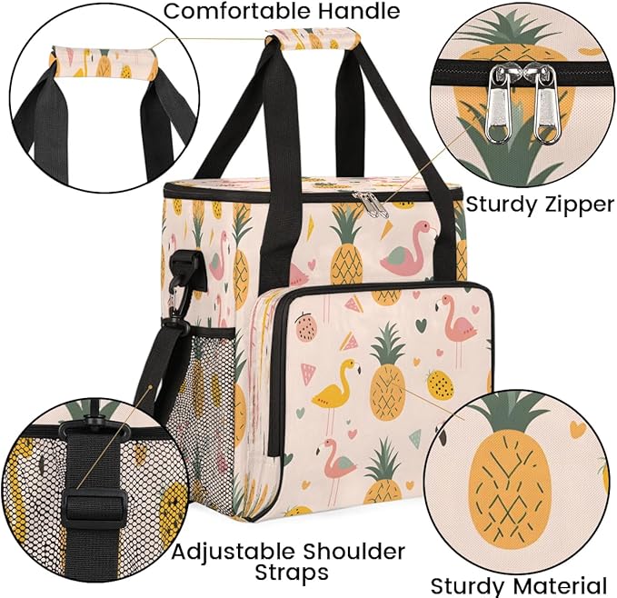 Summer Pineapple Flamingo Coffee Maker Travel Bag for K-Mini or K-Mini Plus Single Serve Coffee Brewer Portable Storage Tote Case for Tarvel