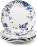 Porcelain Floral Plates 10 Inch Ceramic Salad Plates Kitchen Plates Set of 4 Blue and White Dinner Plates Pasta Plate for Appetizer DessertPartyHousewarmingGift