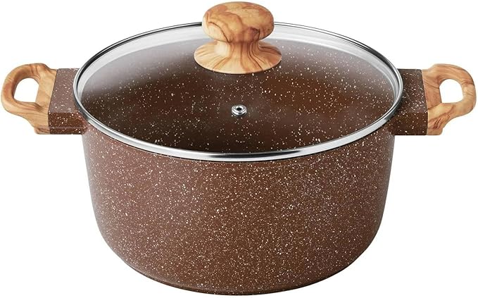 14-Piece Cast Aluminum Cookware Set Nonstick Prairie Signature Brown Speckle Kitchen Cooking Set Frypan Saucepan Dutch Pan Griddle 3 Felt Kitchen Cooking Set (Brown Speckle)