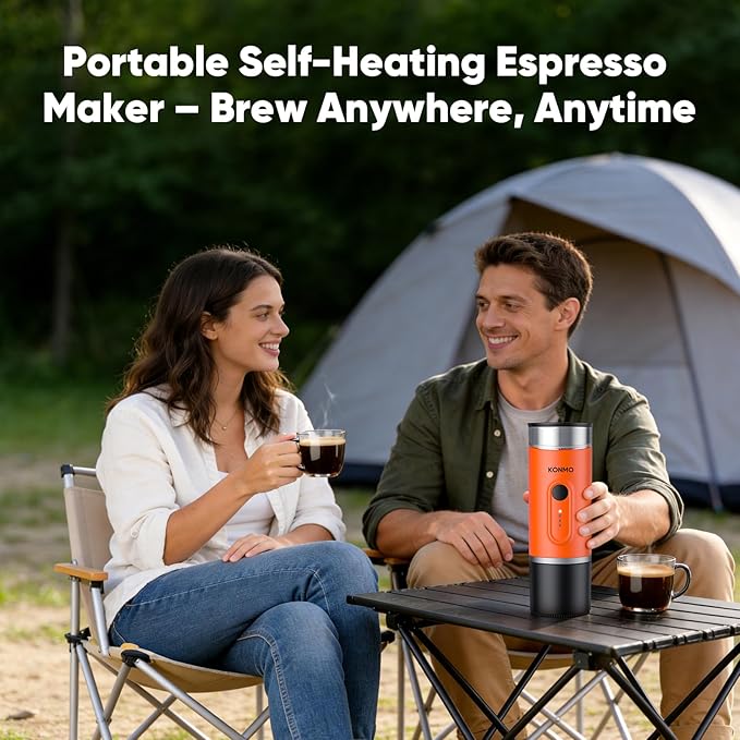 Portable Espresso Machine with Self-Heating System 15 Bar Travel Coffee Maker Compatible with Capsules &amp Ground Coffee USB-C Rechargeable Portable Coffee Machine for Camping Office &amp Trave
