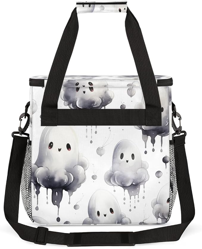 Oil Painting Halloween Ghosts Coffee Maker Carrying Bag Travel Storage Bag Compatible with K-Mini or K-Mini Plus Single Serve Coffee Brewer Carrying Case with Multiple Pockets &amp Shoulder Strap