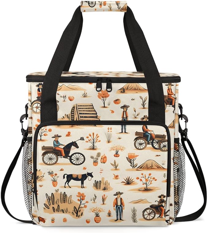 Polynesian Pattern Coffee Maker Carrying Bag Retro Graffiti Travel Storage Bag Compatible with K-Mini or K-Mini Plus Single Serve Coffee Brewer Carrying Case with Multiple Pockets &amp Shoulder Str