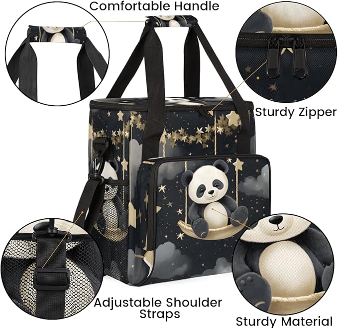 Panda Coffee Maker Carrying Bag Cloud and Star Portable Travel Storage Tote Bag Compatible with K-Mini or K-Mini Plus Single Serve Coffee Brewer Carrying Case with Multiple Pockets &amp Shoulder St