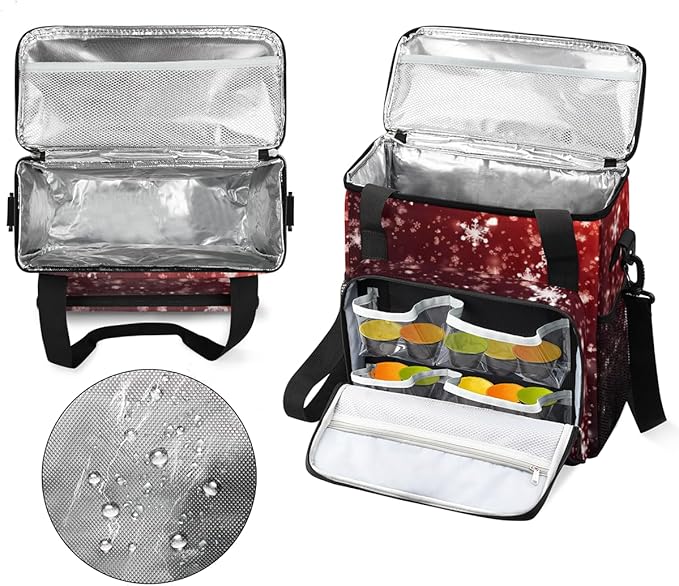 Xmas Snowflakes Coffee Maker Carrying Bag Mystical Snowflakes Travel Storage Bag Compatible with K-Mini or K-Mini Plus Single Serve Coffee Brewer Carrying Case with Multiple Pockets &amp Shoulder S