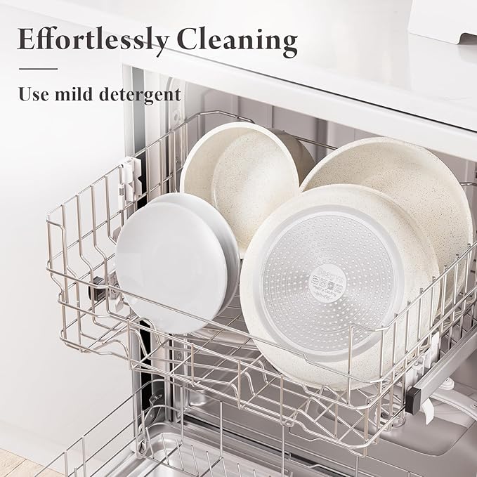 Ceramic Nonstick Cookware Set HealthyNon Toxic17-Pieces Pots and Pans Set Removable HandlesInduction RV Kitchen SetStain &amp Scratch-resistantDishwasher/Oven SafePFAS/PFOA FreeCream White
