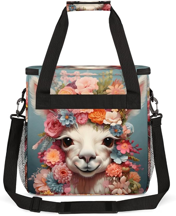 Alpaca Flowers Coffee Maker Carrying Bag Portable Travel Storage Tote Bag Compatible with K-Mini or K-Mini Plus Single Serve Coffee Brewer Carrying Case with Multiple Pockets &amp Shoulder Strap
