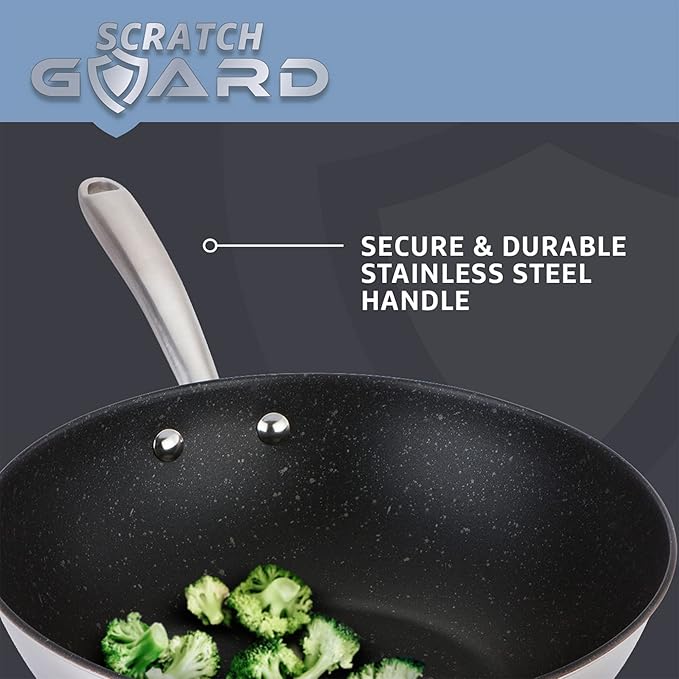 Prestige Scratch Guard Non Stick Milk Pan with Pouring Lip 14cm - Stainless Steel Milk Pan Scratch Resistant Suitable for All Hobs Oven &amp Dishwasher Safe Durable Cookware