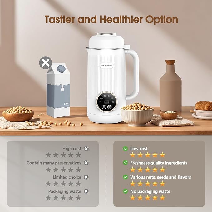 7 in 1 Nut Milk Maker Machine 28oz Automatic Milk Maker for Homemade Coconut Oat Soy Plant-Based Milk Juice with 18H Delay Start/6H Keep Warm/Self Cleaning (Cream)