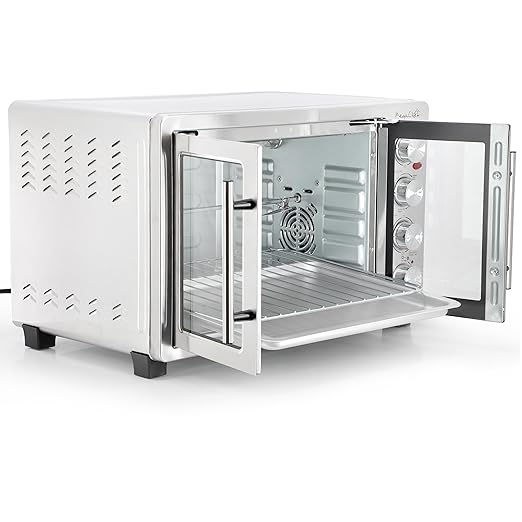 MegaChef 47 Quart Electric French Door Rotisserie Convection Counter Top Oven with Convection and Oven Lamp