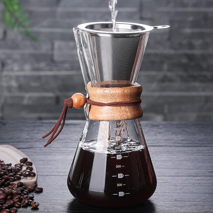 Pour Over Coffee Maker Pour Over Coffee Dripper 800ml V Spout Glass Coffee Maker Pour Over Coffee Filter Drip Coffee Maker