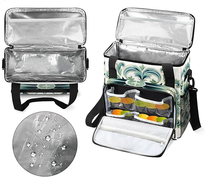 Green Floral Design Coffee Maker Travel Bag for Keurig K-Mini/K-Mini Plus Insulated Waterproof Tote with Pockets for K-Cup Portable Single-Serve Brewer Case