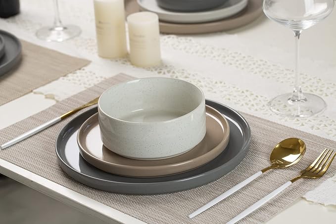 Famiware Nebula Plates and Bowls Set with Coffee Mugs Set 16 Pieces Dinnerware Sets Multi-color