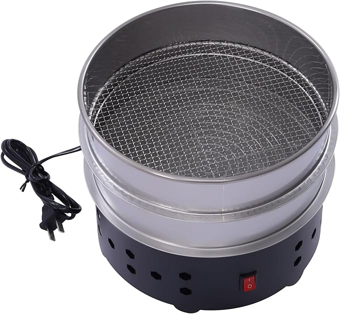 110V Coffee Bean Cooler for Home Roasting Fast 3-Min Cooling for 1.3lb Beans Double Layer EasyClean 304 Stainless Steel Mesh with Chaff Collector Quiet &amp Low-Noise Electric Cooling Fan