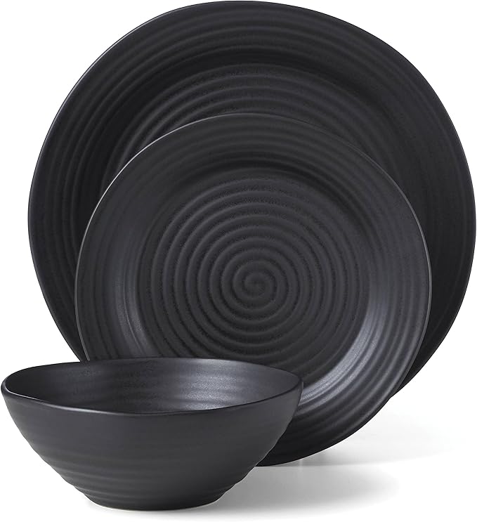 Oneida Black Ridge Piece Dinnerware Set 12 Count Dorm Room Essentials First Apartment