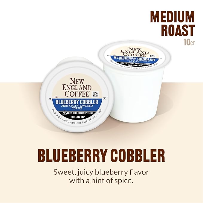 New England Coffee Blueberry Cobbler Medium Roast Single Serve Pods 10ct Box (Pack of 6)