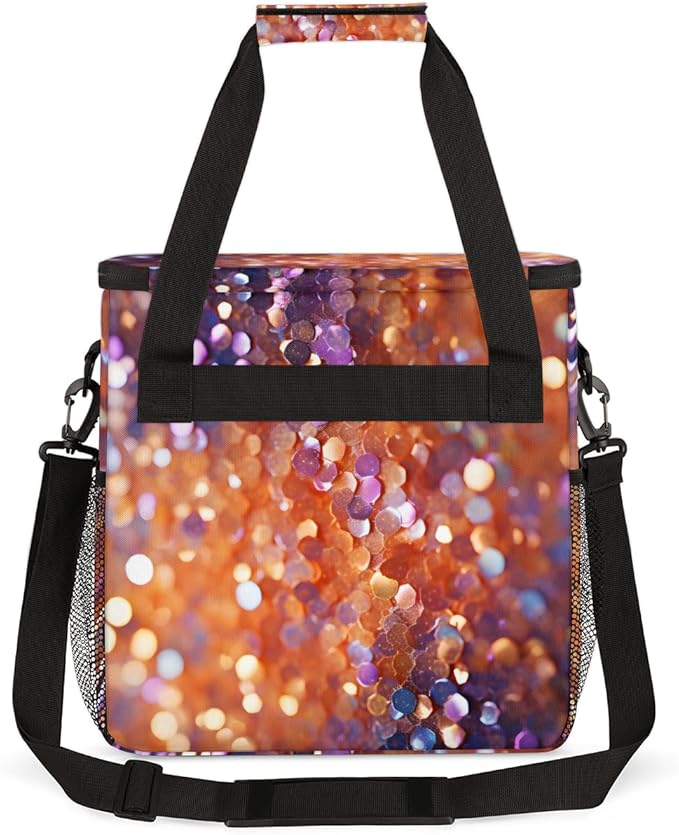 Glitter Sequin Coffee Maker Carrying Bag Portable Travel Storage Tote Bag Compatible with K-Mini or K-Mini Plus Single Serve Coffee Brewer Carrying Case with Multiple Pockets &amp Shoulder Strap