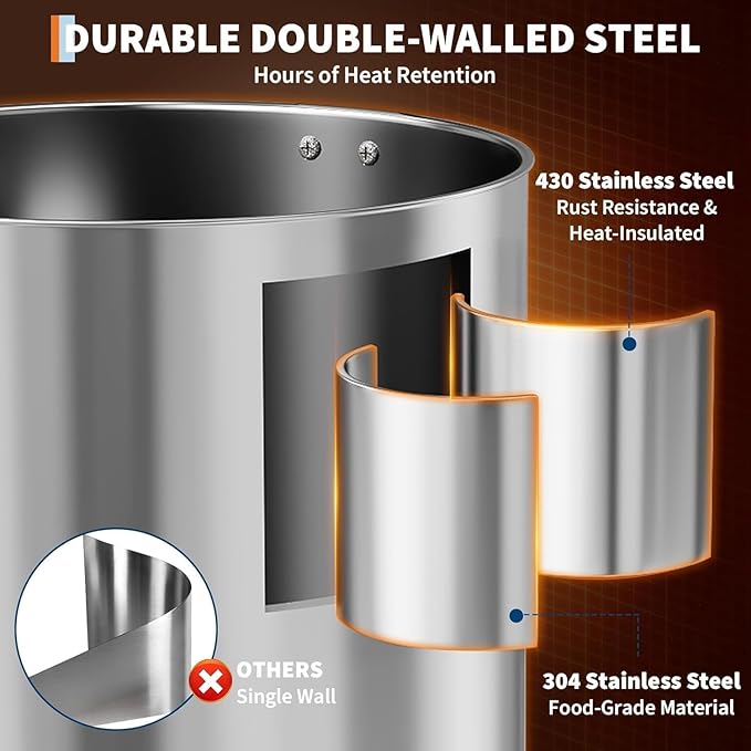 70 Cup 10L Commercial Coffee Maker | Large Capacity Coffee Urn with Double-Wall 304 Stainless Steel | Quick Brew Dispenser for Offices Meetings &amp Large Gatherings Silver
