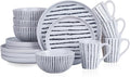 Stone Lain Nova Modern Stoneware Dinnerware Set Plates and Bowls Set 16-Piece Dish Set Service for 4 Black