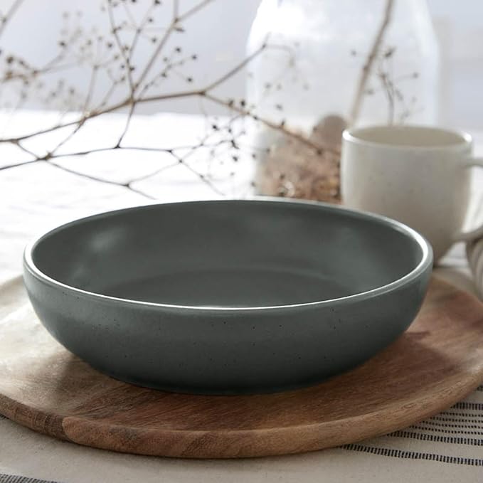 Casafina Ceramic Stoneware 4-Piece Place Setting Service for 1 Pacifica Collection Artichoke Green | Microwave &amp Dishwasher Safe Dinnerware Set | Food Safe Glazing | Restaurant Quality Tableware