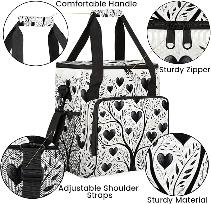 heart Tree Coffee Maker Carrying Bag Portable Travel Storage Tote Bag Compatible with K-Mini or K-Mini Plus Single Serve Coffee Brewer Carrying Case with Multiple Pockets &amp Shoulder Strap