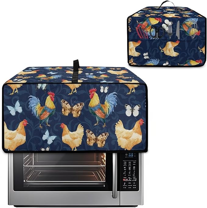 Doojoayie Rooster &amp Cock Toaster Cover 8 Slice Bread Machine Cover Small Kitchen Appliance Protector Modern Kitchen Decoration Gift for People Who Loves to Cook