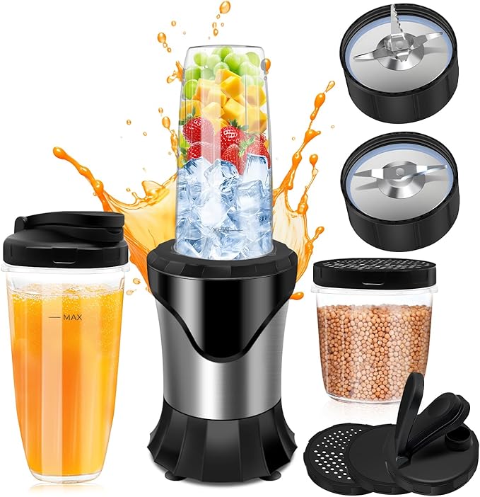 900W Blender for Smoothies Personal Blender for Shakes and Ice Crushing for Kitchen with 3 Portable Cups Single Serve Smoothies Maker for Juices Frozen Drinks