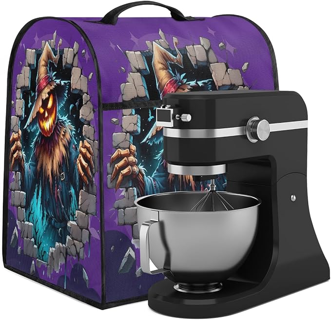 cfpolar Kitchen Aid Mixer Cover Compatible with 6-8 Quarts Halloween Pumpkin Monster Stand Mixer Cover Kitchen Aid Mixers Accessories Appliance Organizer Bag Dust Covers with Zipper Pocket