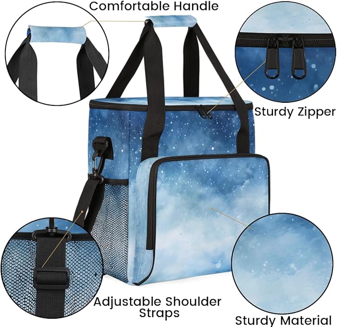 Blue Sequin Glitter Coffee Maker Carrying Bag Portable Travel Storage Tote Bag Compatible with K-Mini or K-Mini Plus Single Serve Coffee Brewer Carrying Case with Multiple Pockets &amp Shoulder Str