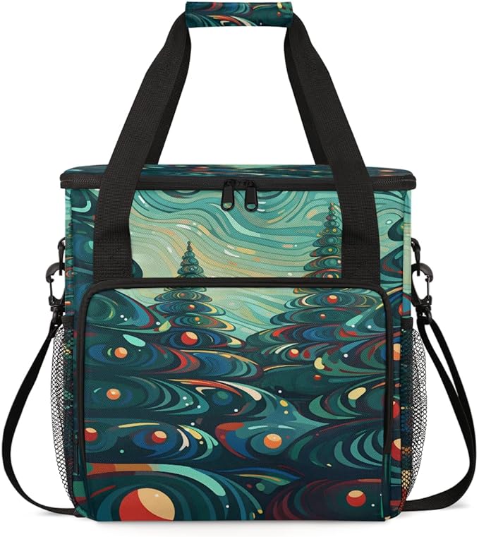 Christmas Tree Coffee Maker Carrying Bag Cartoon Tree Travel Storage Bag Compatible with K-Mini or K-Mini Plus Single Serve Coffee Brewer Carrying Case with Multiple Pockets &amp Shoulder Strap
