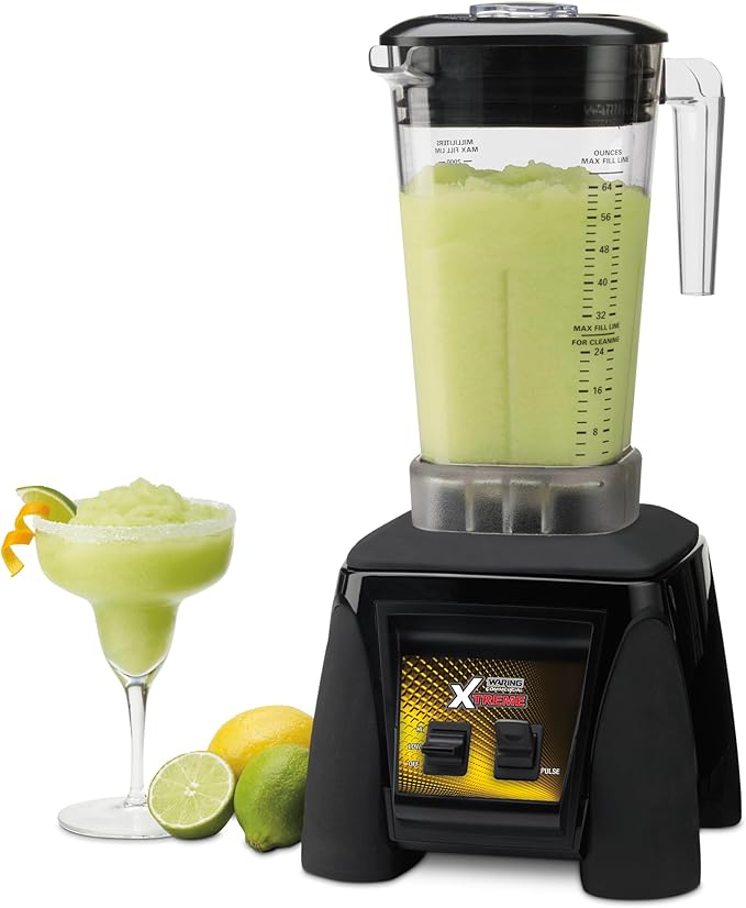 Waring Commercial MX1000XTX 3.5 HP Blender with Paddle Switches Pulse Feature and a 64 oz. BPA Free Copolyester Container 120V 5-15 Phase Plug Black