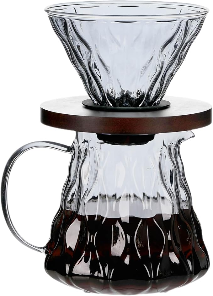 Unbreakable - Pour Over Coffee Maker 650ML/22OZ Heat Resistant Borosilicate Glass Dripper with Filter Holder BPA-Free Manual Coffee Brewer for Home and Office Use