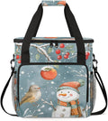 Christmas Snowman Birds Coffee Maker Carrying Bag Travel Storage Bag Compatible with K-Mini or K-Mini Plus Single Serve Coffee Brewer Carrying Case with Multiple Pockets &amp Shoulder Strap