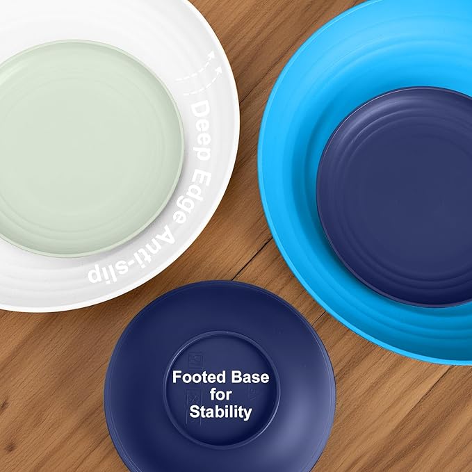 Wheat Straw Dishes Sets for 8 Reusable Plastic Dinnerware Sets 32-Piece Plates Set Bowls Set Tumblers Microwave Safe Plate and Bowl Set for DinnerKitchen Camping - Island Series