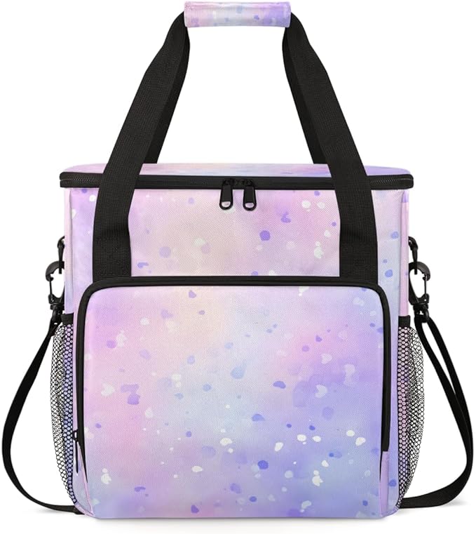Glitter Coffee Maker Carrying Bag Light Pink Portable Travel Storage Tote Bag Compatible with K-Mini or K-Mini Plus Single Serve Coffee Brewer Carrying Case with Multiple Pockets &amp Shoulder Stra