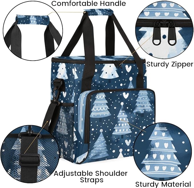 Dreamy Tree Christmas Coffee Maker Carrying Bag Portable Travel Storage Tote Bag Compatible with K-Mini or K-Mini Plus Single Serve Coffee Brewer Carrying Case with Multiple Pockets &amp Shoulder S